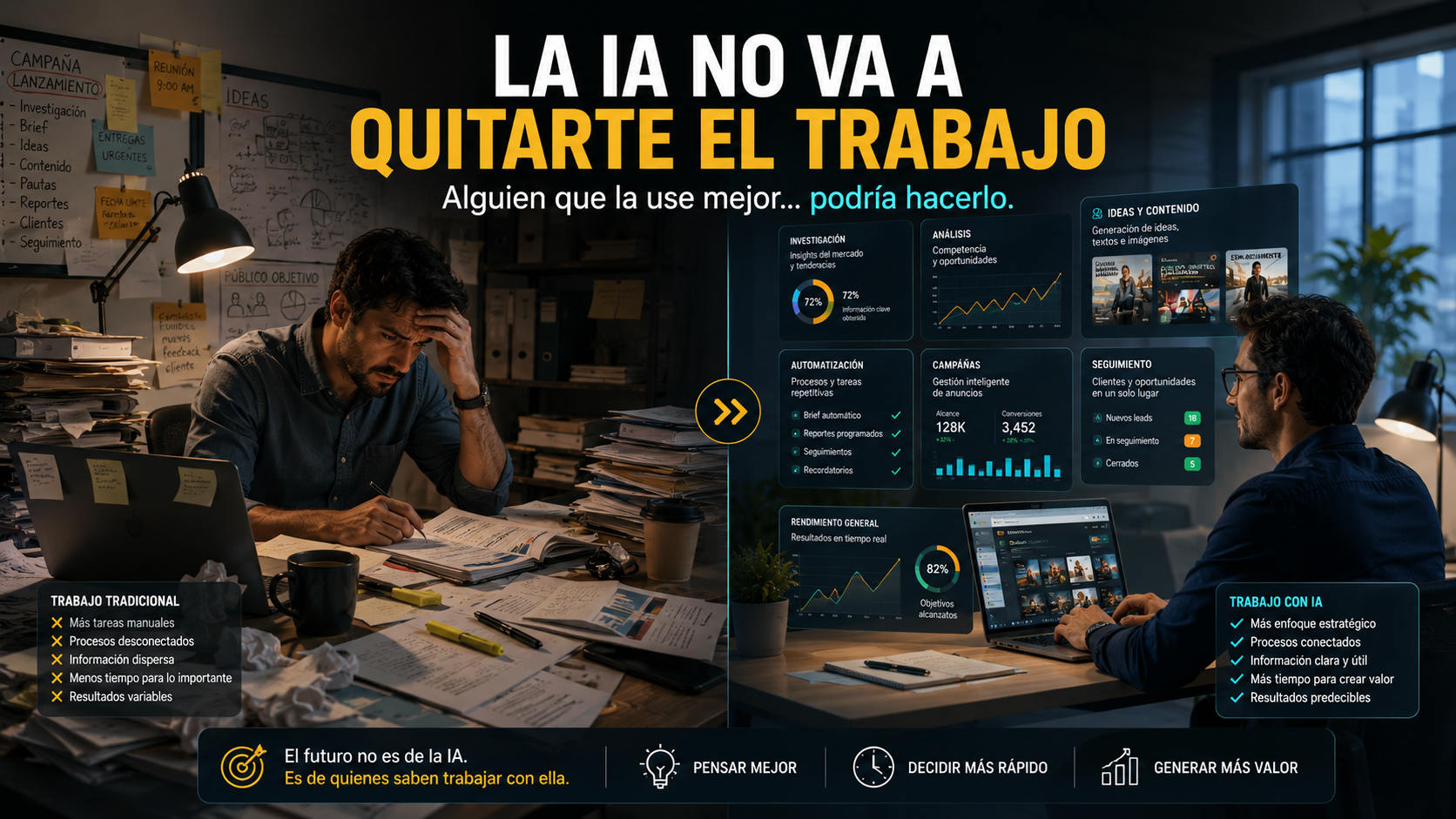 La inteligencia artificial no va a quitarte el trabajo. Alguien que la use mejor sí podría hacerlo.